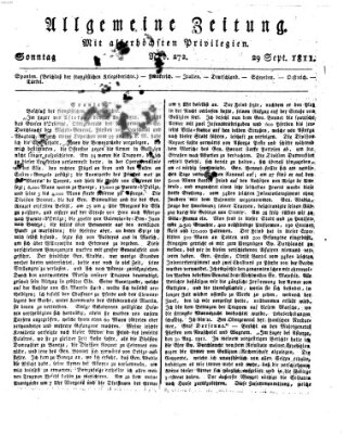 Allgemeine Zeitung Sonntag 29. September 1811