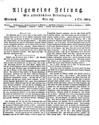 Allgemeine Zeitung Mittwoch 2. Oktober 1811