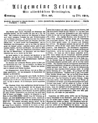 Allgemeine Zeitung Sonntag 13. Oktober 1811