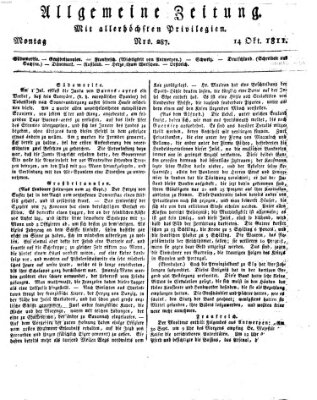 Allgemeine Zeitung Montag 14. Oktober 1811