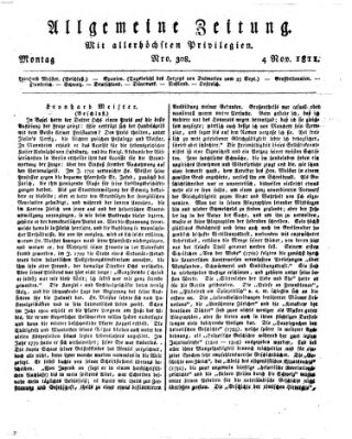 Allgemeine Zeitung Montag 4. November 1811