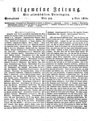 Allgemeine Zeitung Samstag 9. November 1811