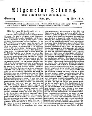 Allgemeine Zeitung Sonntag 17. November 1811