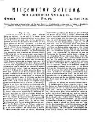 Allgemeine Zeitung Sonntag 24. November 1811