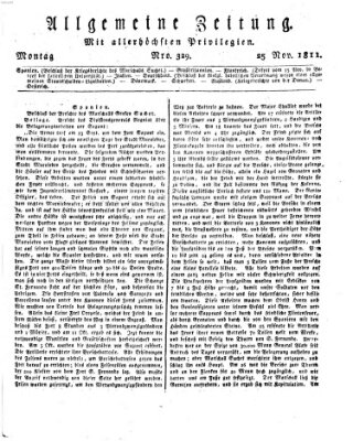 Allgemeine Zeitung Montag 25. November 1811