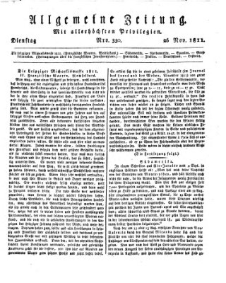 Allgemeine Zeitung Dienstag 26. November 1811