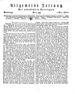 Allgemeine Zeitung Sonntag 1. Dezember 1811