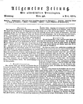 Allgemeine Zeitung Montag 2. Dezember 1811