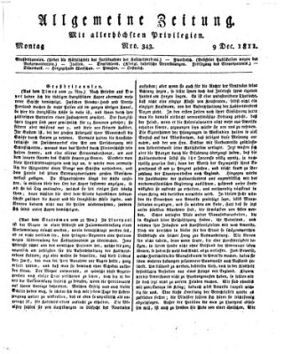 Allgemeine Zeitung Montag 9. Dezember 1811