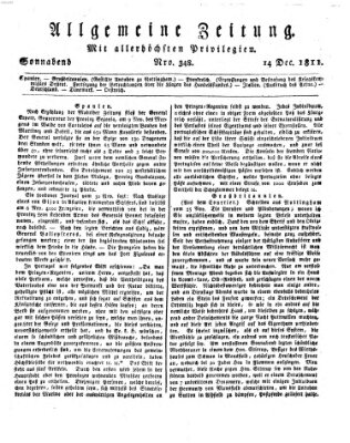 Allgemeine Zeitung Samstag 14. Dezember 1811