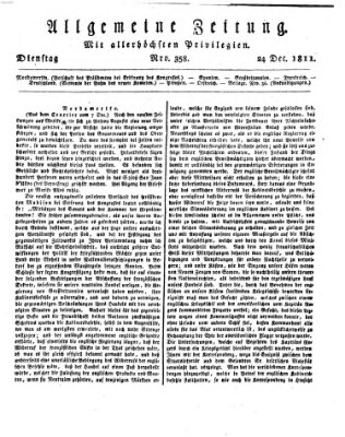 Allgemeine Zeitung Dienstag 24. Dezember 1811