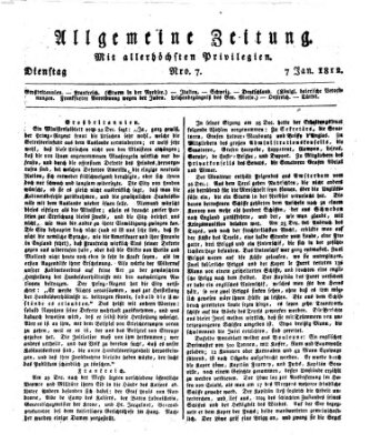 Allgemeine Zeitung Dienstag 7. Januar 1812