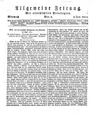 Allgemeine Zeitung Mittwoch 8. Januar 1812