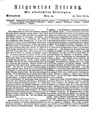 Allgemeine Zeitung Samstag 18. Januar 1812