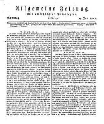 Allgemeine Zeitung Sonntag 19. Januar 1812