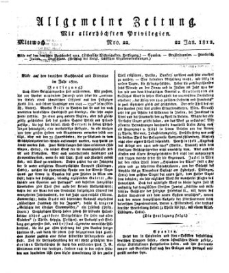 Allgemeine Zeitung Mittwoch 22. Januar 1812