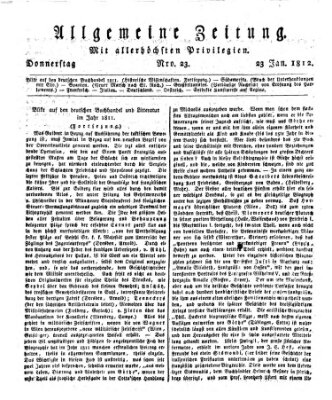 Allgemeine Zeitung Donnerstag 23. Januar 1812