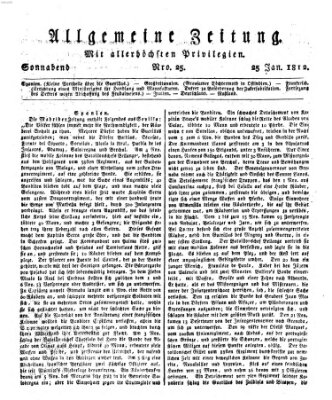 Allgemeine Zeitung Samstag 25. Januar 1812