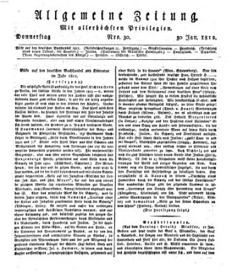 Allgemeine Zeitung Donnerstag 30. Januar 1812