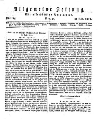 Allgemeine Zeitung Freitag 31. Januar 1812