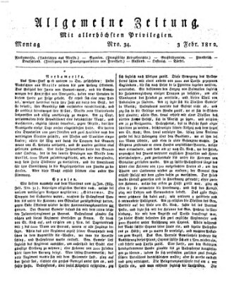 Allgemeine Zeitung Montag 3. Februar 1812