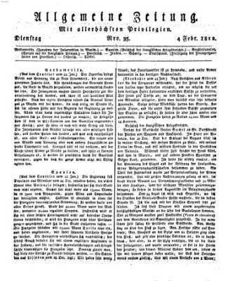 Allgemeine Zeitung Dienstag 4. Februar 1812