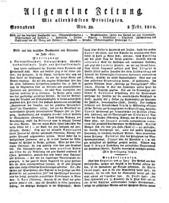 Allgemeine Zeitung Samstag 8. Februar 1812