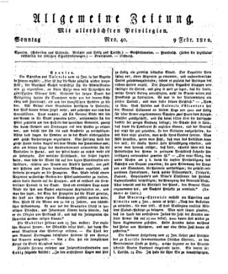 Allgemeine Zeitung Sonntag 9. Februar 1812