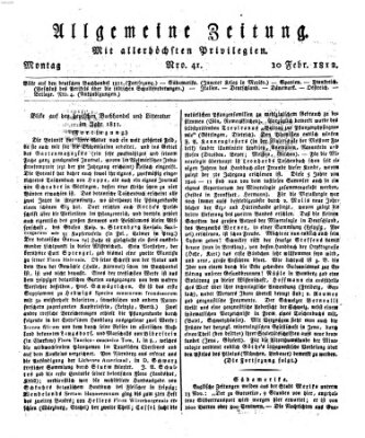 Allgemeine Zeitung Montag 10. Februar 1812