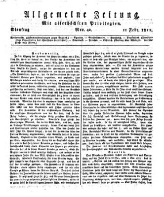 Allgemeine Zeitung Dienstag 11. Februar 1812