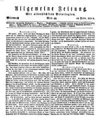 Allgemeine Zeitung Mittwoch 12. Februar 1812