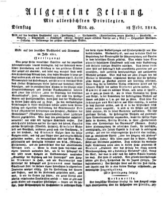 Allgemeine Zeitung Dienstag 18. Februar 1812