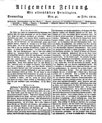 Allgemeine Zeitung Donnerstag 20. Februar 1812