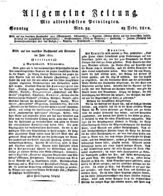 Allgemeine Zeitung Sonntag 23. Februar 1812