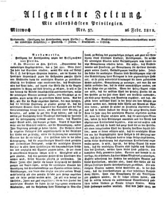 Allgemeine Zeitung Mittwoch 26. Februar 1812