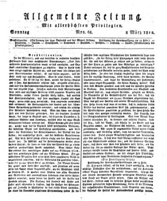 Allgemeine Zeitung Sonntag 8. März 1812