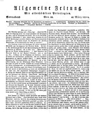 Allgemeine Zeitung Samstag 28. März 1812