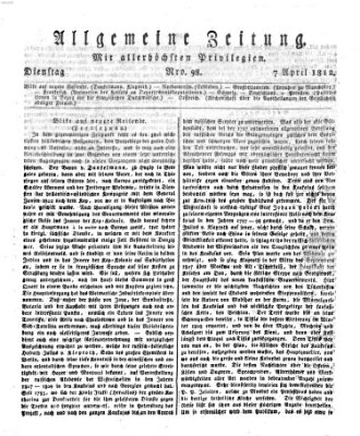 Allgemeine Zeitung Dienstag 7. April 1812