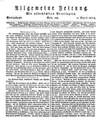 Allgemeine Zeitung Samstag 11. April 1812