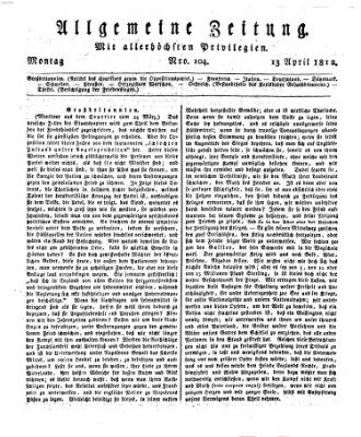 Allgemeine Zeitung Montag 13. April 1812