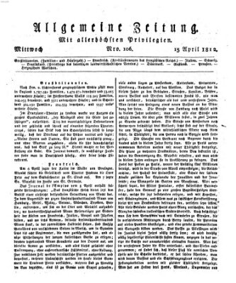 Allgemeine Zeitung Mittwoch 15. April 1812