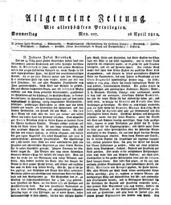 Allgemeine Zeitung Donnerstag 16. April 1812