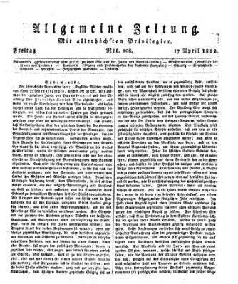 Allgemeine Zeitung Freitag 17. April 1812