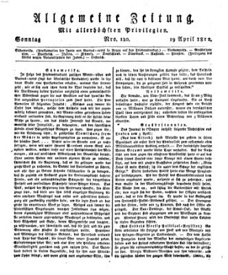 Allgemeine Zeitung Sonntag 19. April 1812