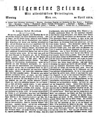 Allgemeine Zeitung Montag 20. April 1812