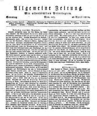 Allgemeine Zeitung Sonntag 26. April 1812