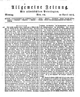 Allgemeine Zeitung Montag 27. April 1812