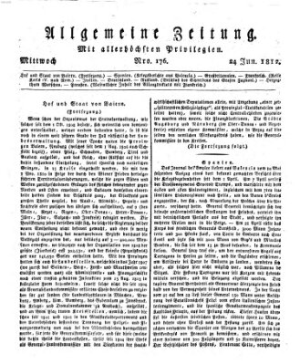 Allgemeine Zeitung Mittwoch 24. Juni 1812