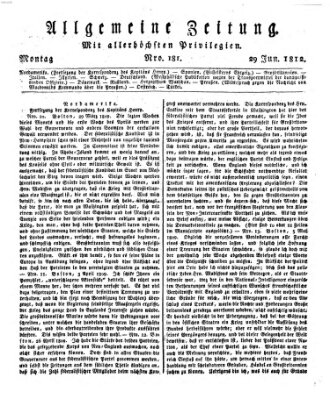 Allgemeine Zeitung Montag 29. Juni 1812