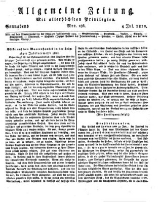 Allgemeine Zeitung Samstag 4. Juli 1812